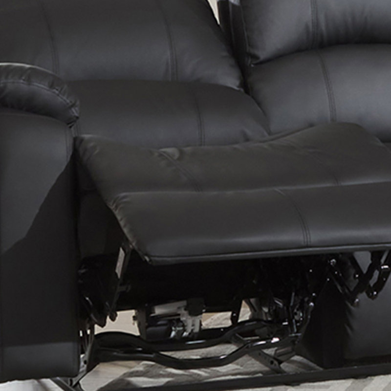 Manervia 3 Seater Faux Leather Reclining Sofa, Black