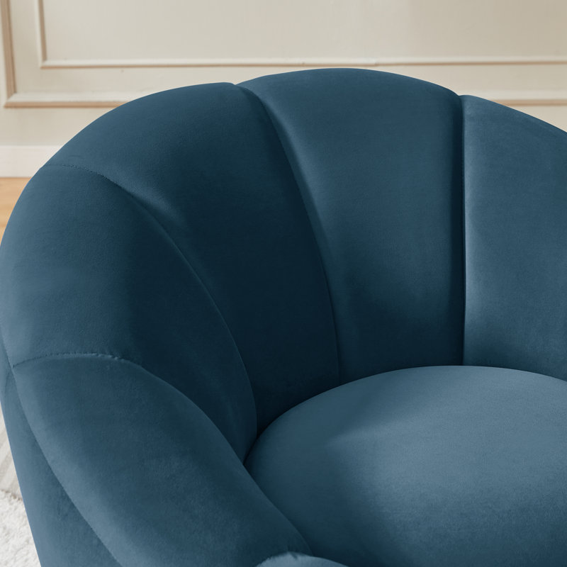 Fauteuil d'appoint pivotant rembourré, Velours bleu