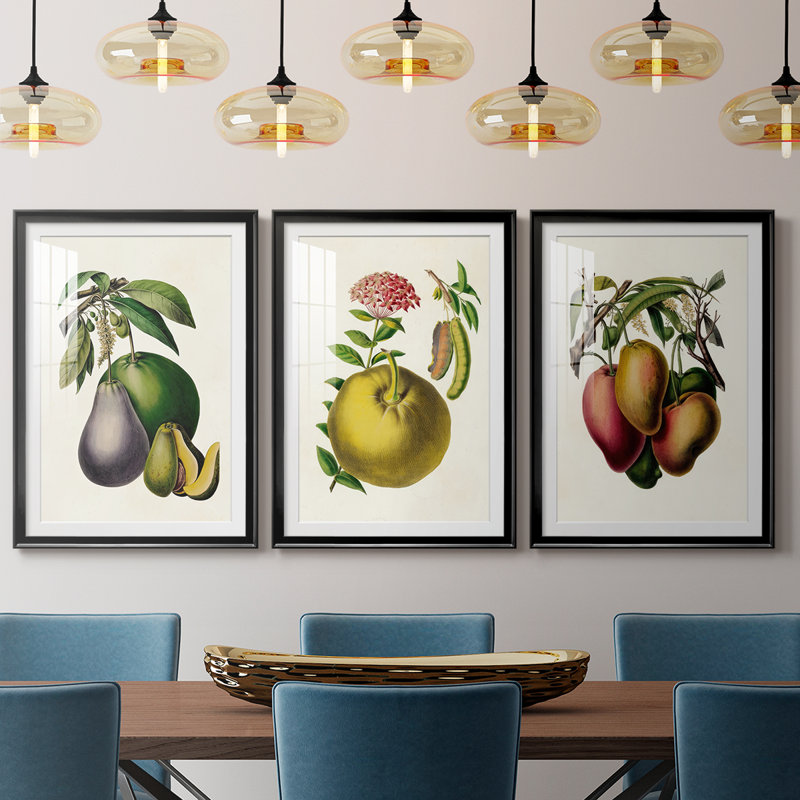 Fruit of the Tropics IV - reproduction sur mesure encadrée de qualité supérieure - 3 pièces, Noir, H 21 po x l 30 po