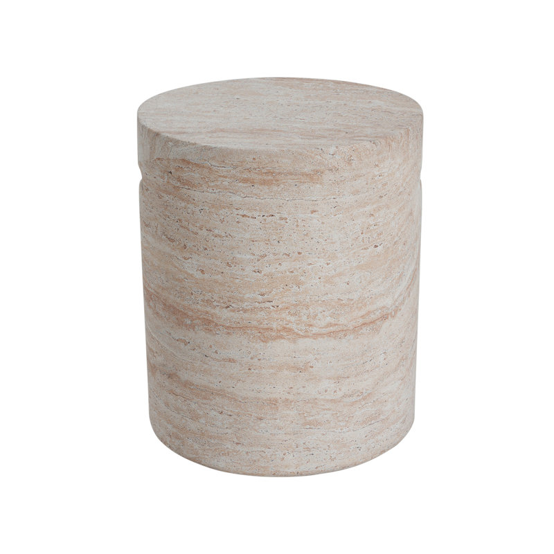 Lightweight Concrete Side Table With Handle, Finish, Natural And Modern Beauty Structure, Dimensions 15.5X15.5X18.5Inch