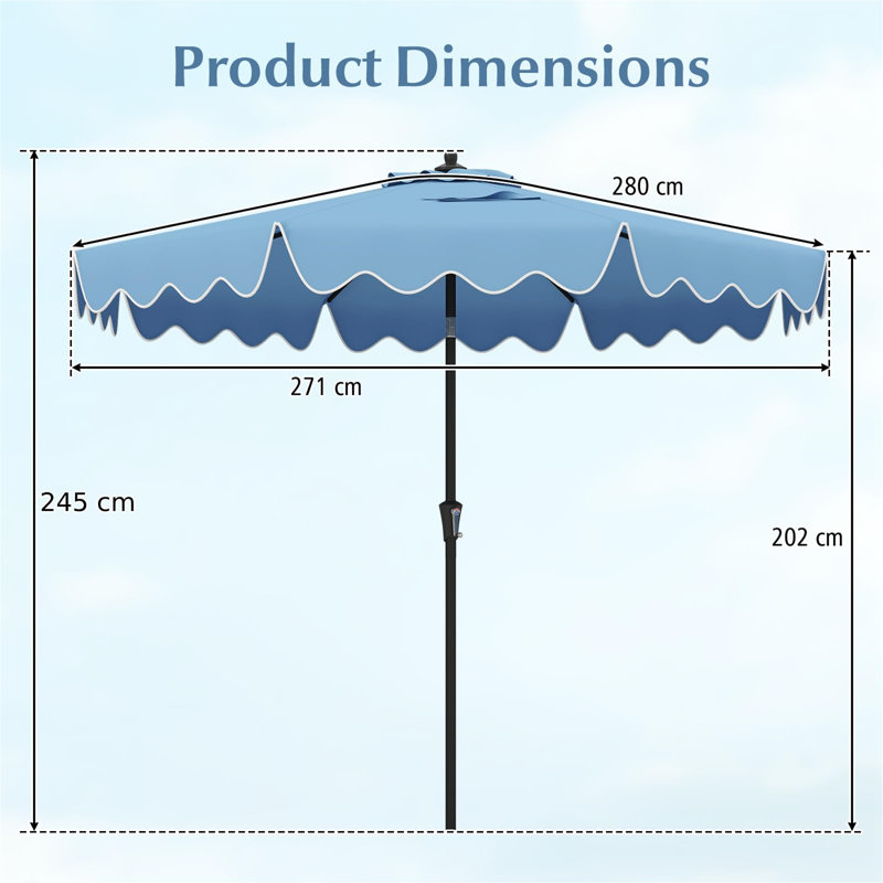 271cm Beach Parasol, Blue