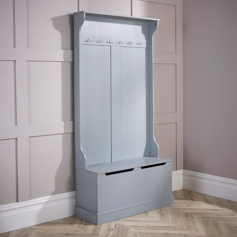 Adame Hallway Tree with Storage Bench, Grey