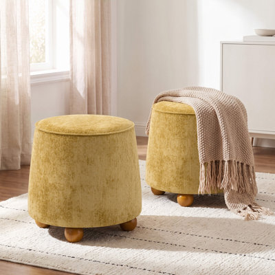Repose-pieds en tonneau 18,1 po avec structure en acacia massif et pieds en boule, repose-pieds en chenille entièrement assemblé, 500 lb
