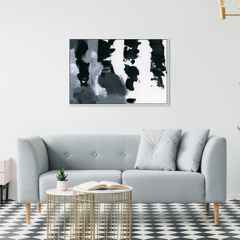 Noir foncé moderne Pronto, Toile encadrée flottée blanche, H 11 po x l 16 po x P 1,75 po