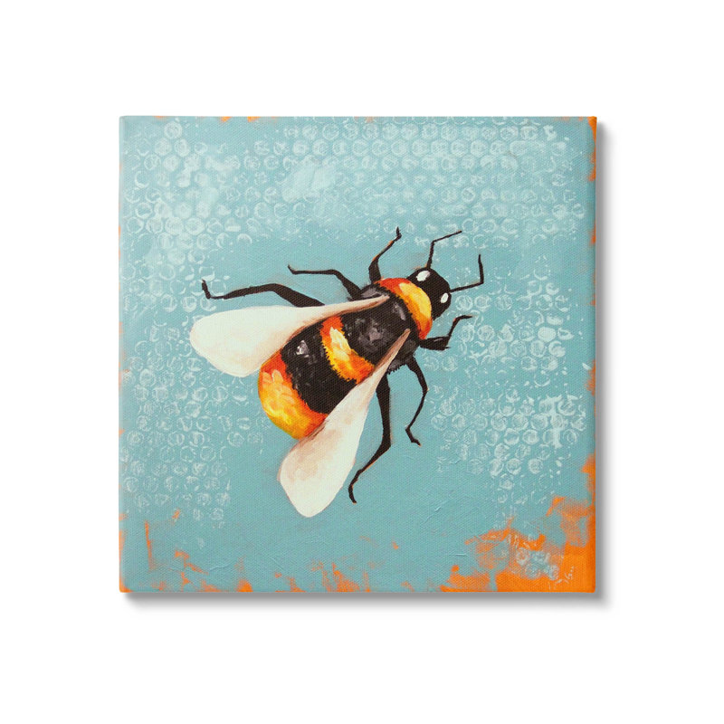 «Bumble Bee Blue Hive», art mural sur toile par Lucia Stewart, H 36 po x l 36 po x P 1,5 po