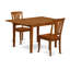 L'ensemble de table de salle à manger 3 pièces contient une table rectangulaire en bois avec feuille papillon et 2 chaises de cuisine en similicuir, brun selle-1177504216-1177504217