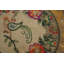 Small Round Shape Ivory Antique American Folk Art Bird Pattern Hooked Rug