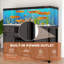 Support d'aquarium 75-120 gallons avec prise de courant - support d'aquarium robuste, style maison de campagne rustique, capacité de 1000 lb, portes de grange coulissantes réglables, brun foncé