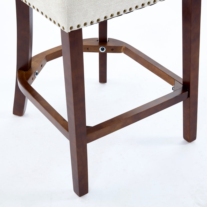 Tabourets de bar en lin Farmhouse, Beige