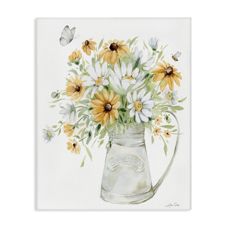 "Sunflowers & Daisies", art mural sur toile par Katrina Pete, H 40 po x l 30 po