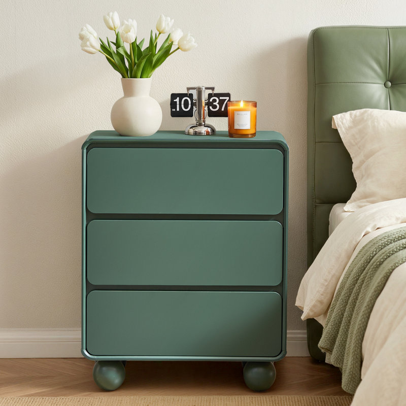 23.6''W 3-Drawer Nightstand, Green