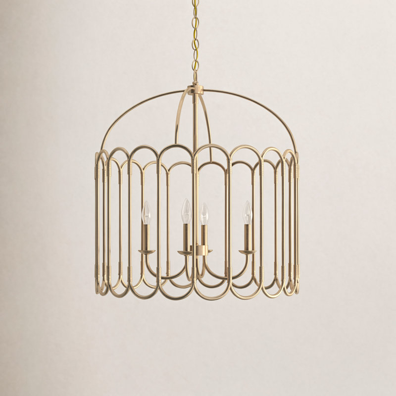 4-Light Metal Pendant, Brass