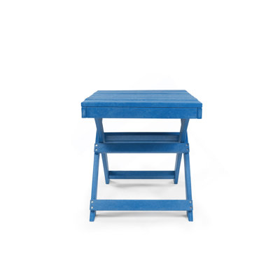 Table d'appoint d'extérieur pliable en PEHD entièrement recyclé toutes saisons Seaview, bleu pacifique