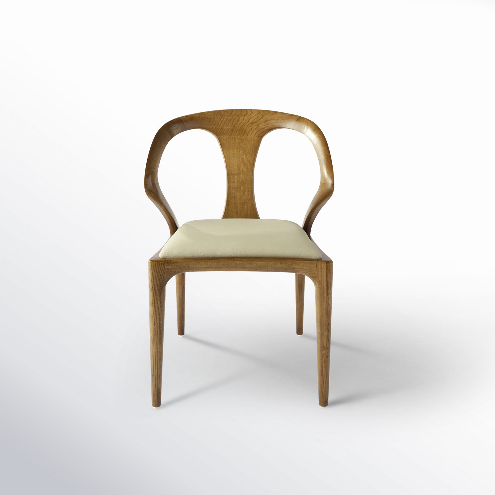 Downham Solid Wood Upholstered Dining Chair, Walnut, Beige