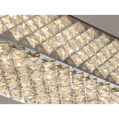 Glam Rectangular Dimmable Led Crystal Chandelier