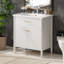 Meuble-lavabo de 30 pouces avec lavabo, armoire de salle de bain avec portes à fermeture en douceur et tablette réglable, conception à profil courbé, pieds en bois d'hévéa-126271444
