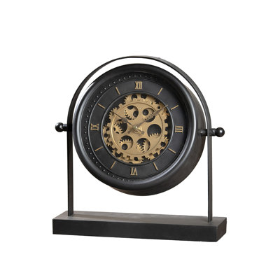 Roman Numeral Metal Mechanical Tabletop Clock