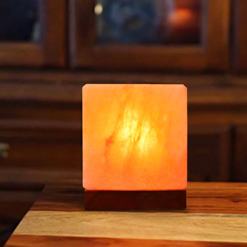 Lampe cubique en cristal de sel / roche de l'Himalaya naturel avec gradateur et ampoule supplémentaire