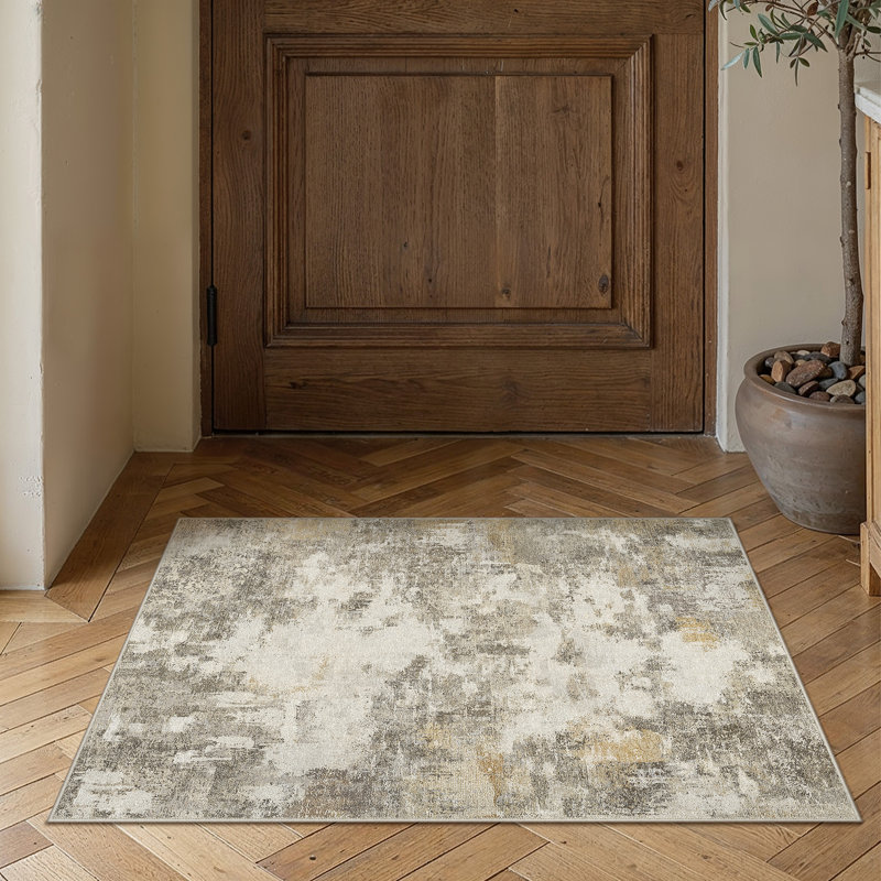 Tapis abstrait moderne Arden, Brown, Rectangle 2'3" x 2'9"