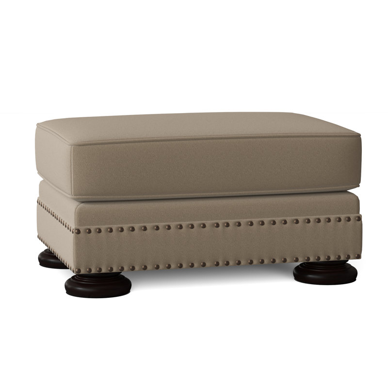 Foster 32" Genuine Leather Rectangle Standard Ottoman, Beige/Tan Leather 202-202