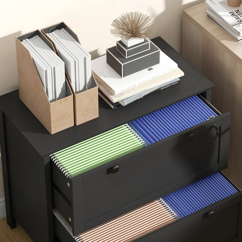2 Drawer File Cabinet With Lock, Lateral Filing Cabinet With Keys And Adjustable Hanging Bar For Letter, A4 And Legal Size, File Cabinet For Home Office