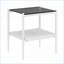 Ensemble de 2 tables basses modernes en verre trempé gris pour le salon, faciles à nettoyer et peu encombrantes-372477840-372477844