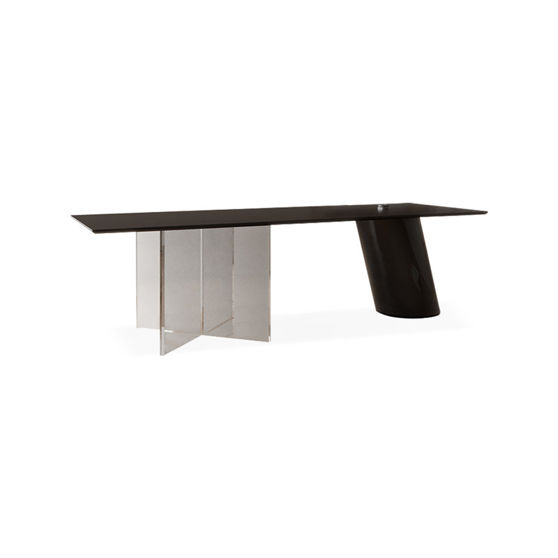 Bureau rectangulaire noir en bois massif + acier au carbone + acrylique, H 29,53 po x l 62,99 po x P 31,5 po
