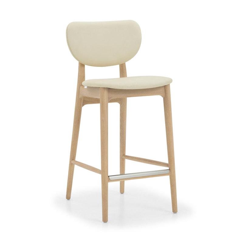 Stella Upholstered Stool, Saddle/Acorn/Brushed Nickel