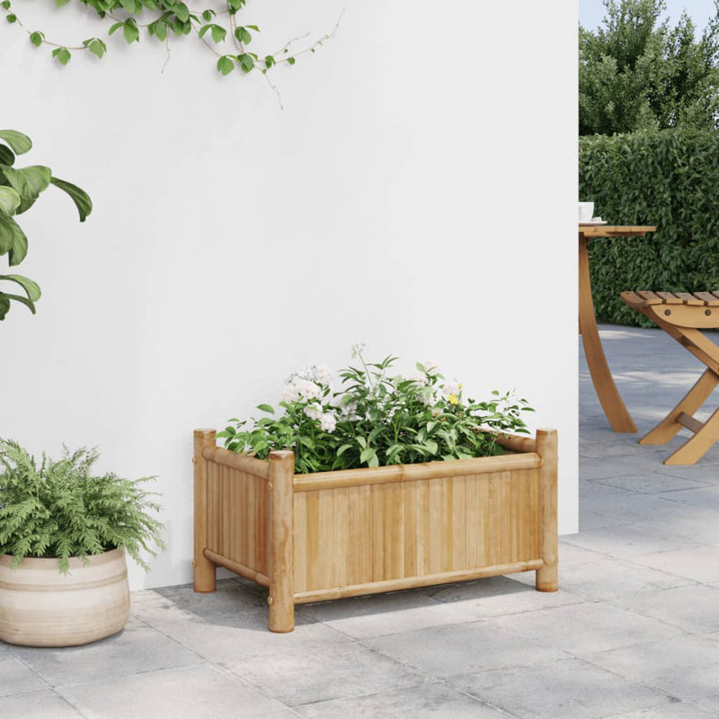 Bayou Breeze Planter 15.7"X15.7"X31.5" Bamboo, 9.8" H x 19.7" W x 11.8" D
