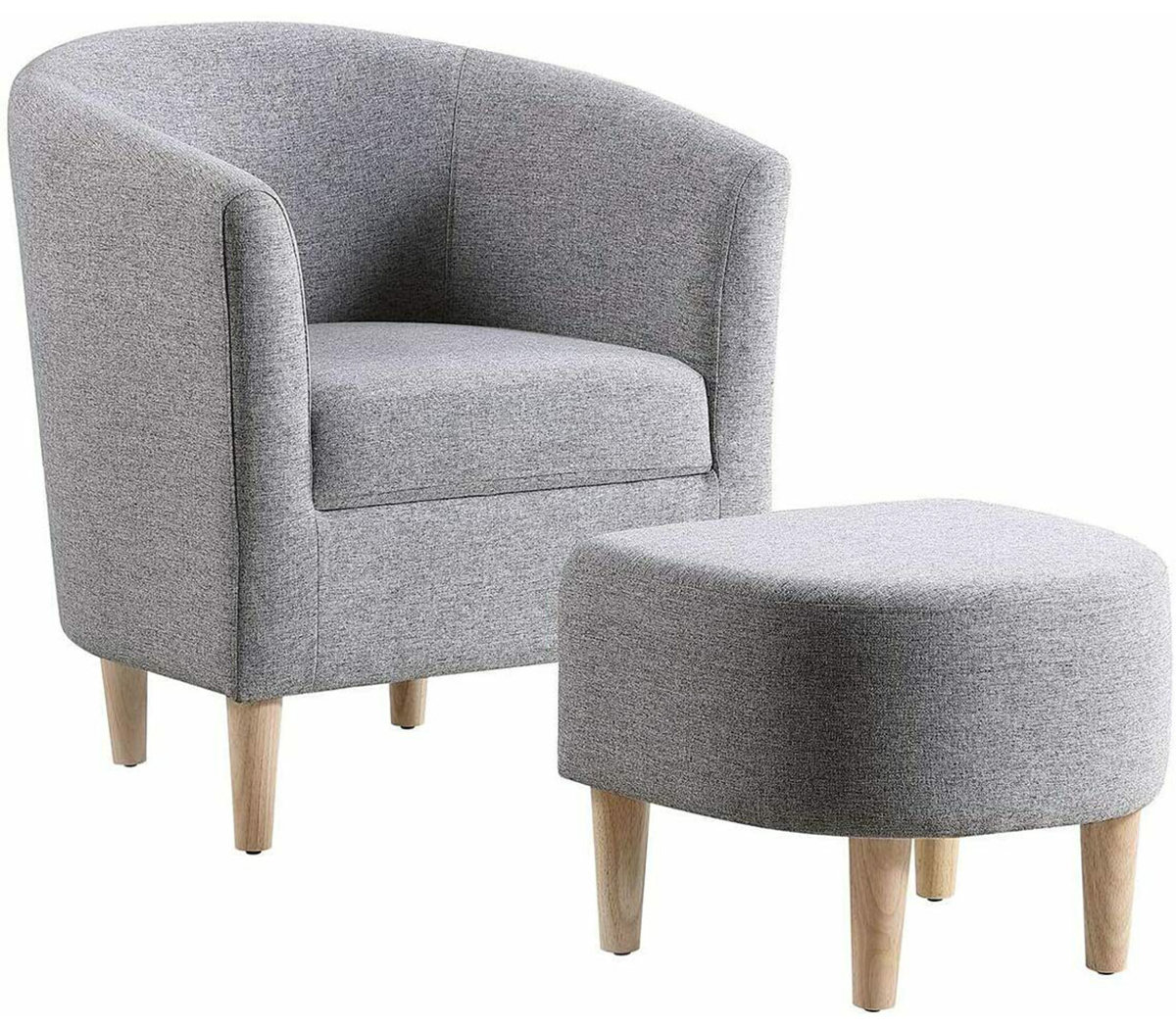 Upholstered 27" Wide Barrel Chair with Ottoman