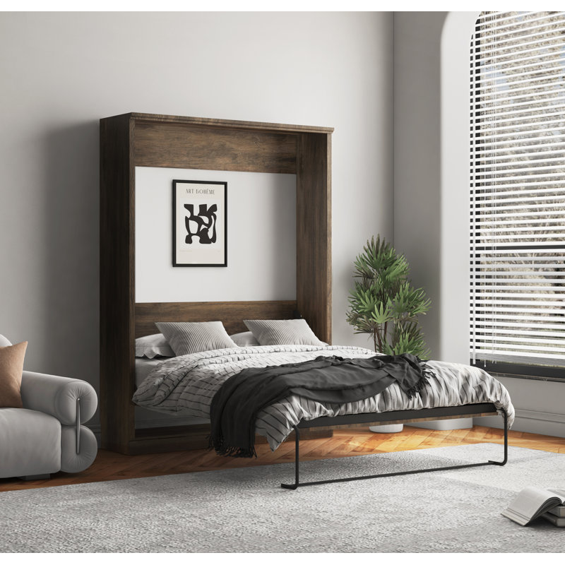 Lit escamotable de style rétro élégant, Blanc rustique, Grand