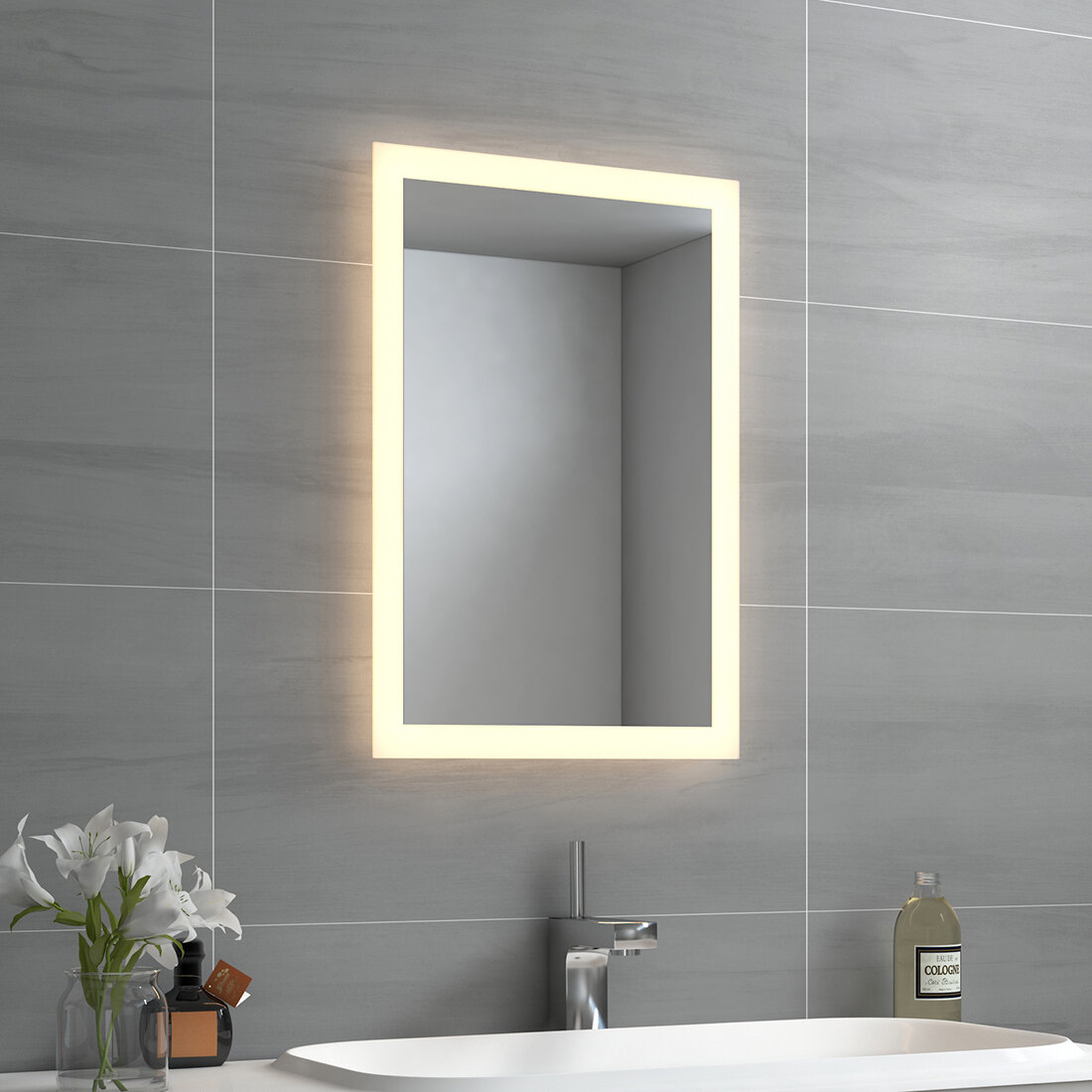 EMKE LED-Badezimmerspiegel mit Beleuchtung Wandspiegel Warmweiß