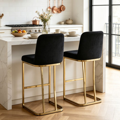 Modern Upholstered Counter Height Bar Stool With Metal Frame