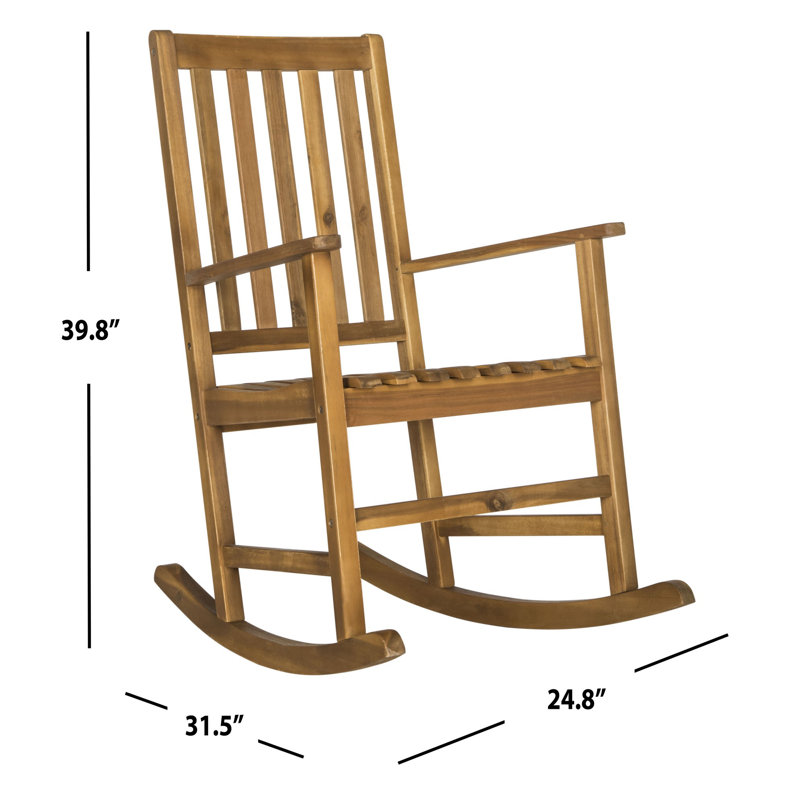 Chaise berçante d'extérieur en bois massif, Naturel