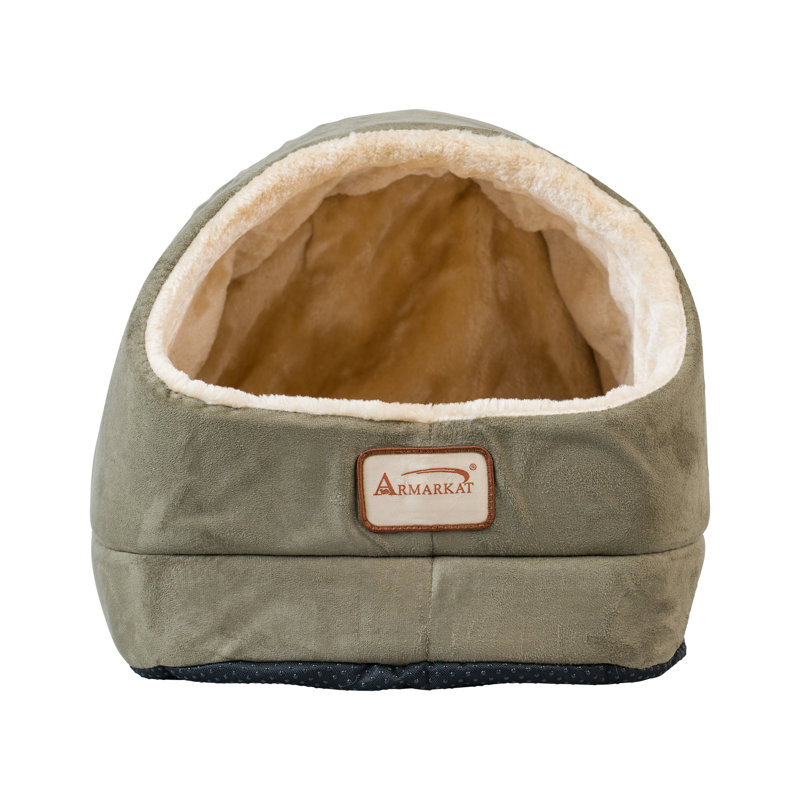 Lit rectangulaire pour chat, Vert laurier et beige