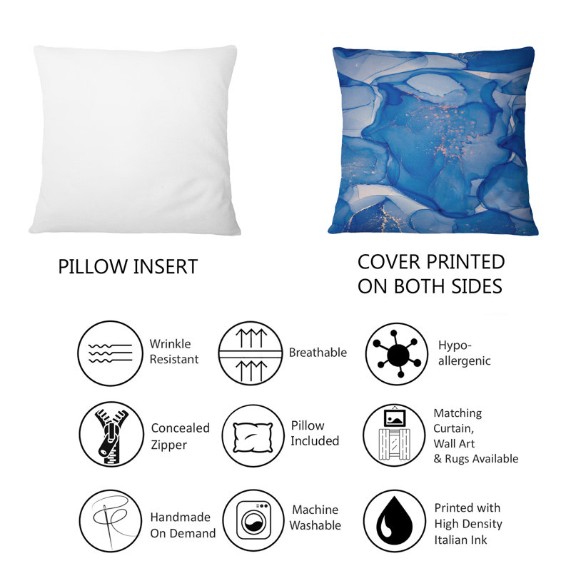 Coussin 12 "x 20" Blue Ink Clouds I - Modern Printed