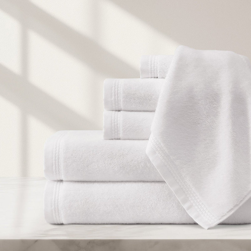 Egyptian Cotton Soft Border Towels, Washcloth, White