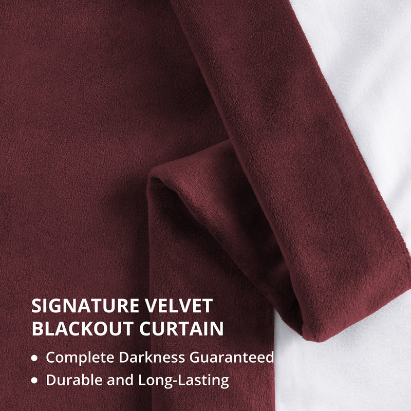Olivia Velvet Blackout Curtain (1 Panel), Burgundy, 50" W x 84" L