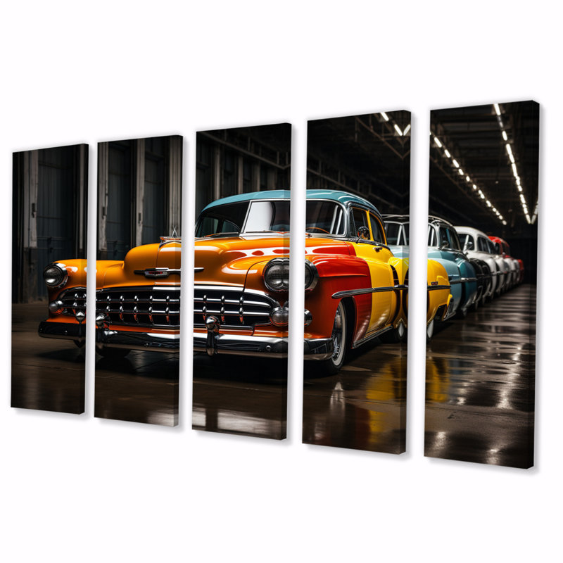Retro Rides Pick Up Ebern Designs Colorful Pickup Truck Retro Rides - 5 Piece Wrapped ...