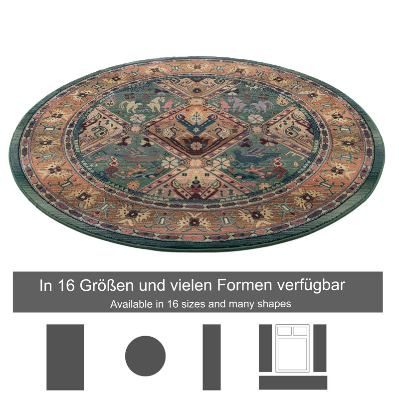 Tapis rouge / bleu / brun noué à la main de haute qualité