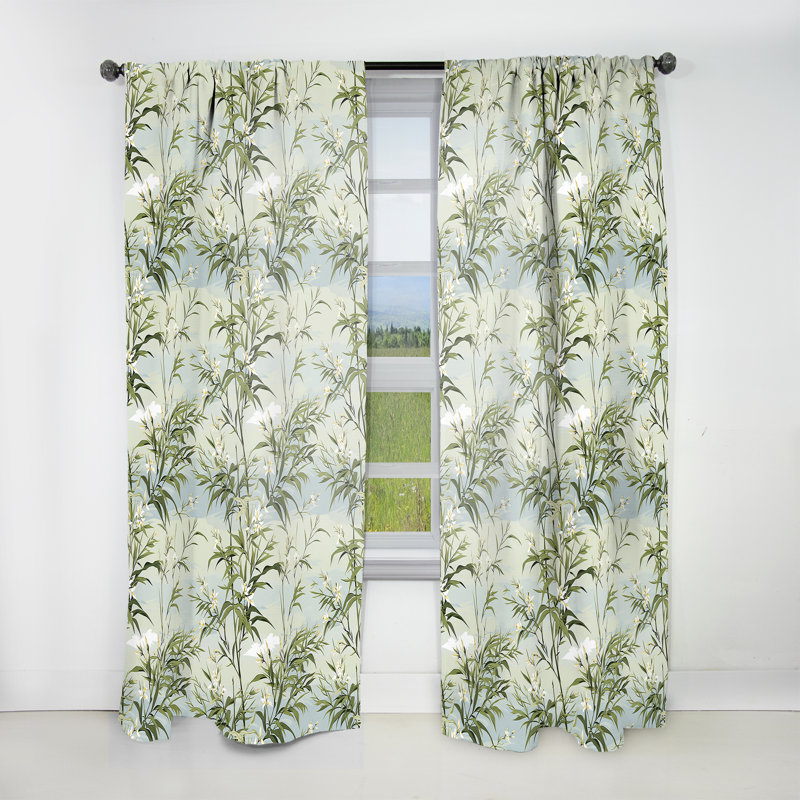 Motif de bambou tropical Zen II - rideau en velours tropical - obscurcissant - 1 panneau, L 52 po x L 63 po
