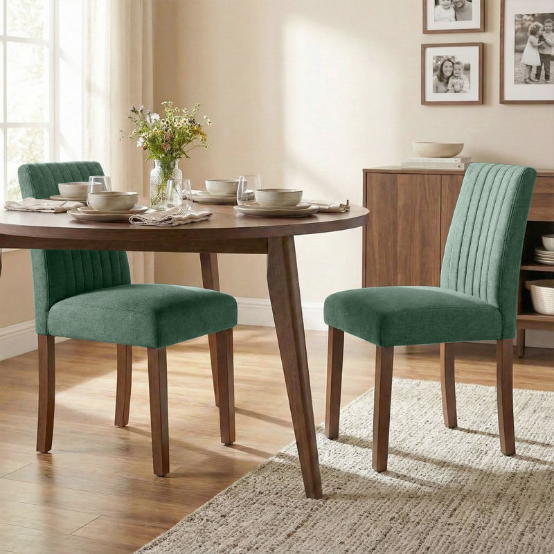 48cm H Fabric Upholstered Upholstered Back Side Chair, Green