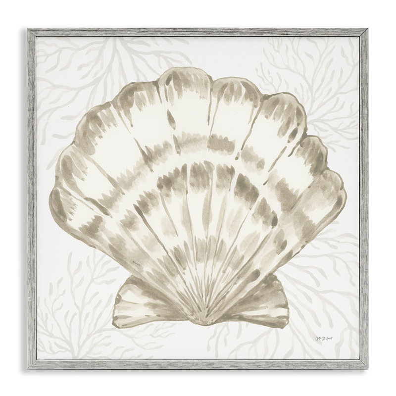 «Clam Shell» et art de la giclée noire encadrée par Coral, Estampe numérique Farmhouse, H 17 po x l 17 po