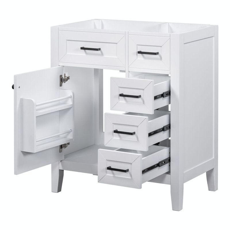 Ensemble de meuble-lavabo simple 29,52 po avec plateau en bois manufacturé Tekeyah, Blanc
