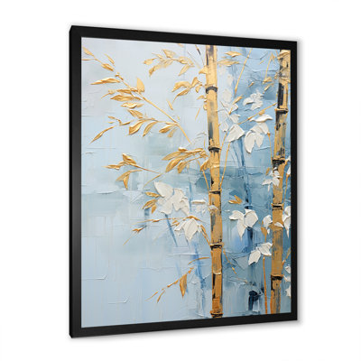 «Blue and Golden Minimalisme Bamboo II», reproduction sur toile