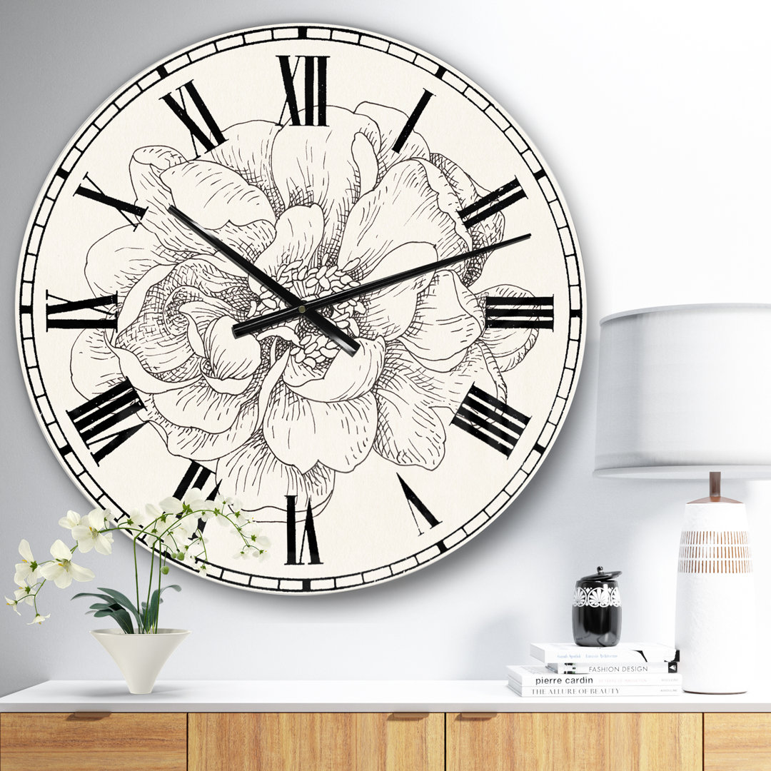 Swigart Pen and Ink Florals IV - Farmhouse wall clock The Twillery Co.® 