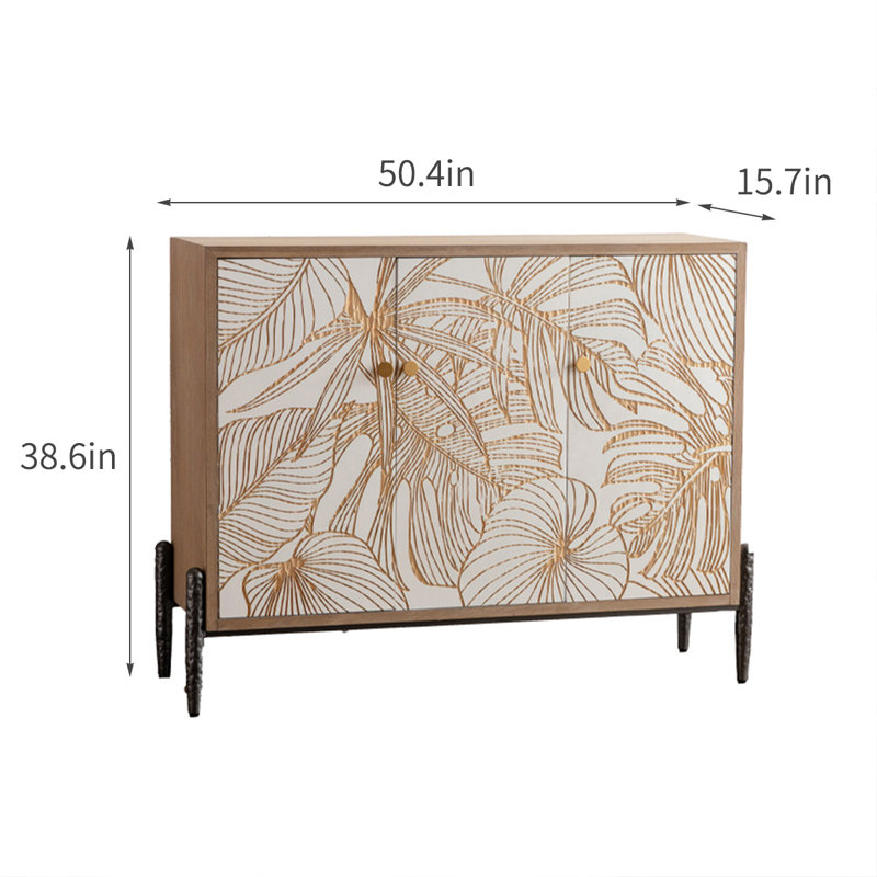 Retro Hand-carved Solid Wood Accent Cabinet