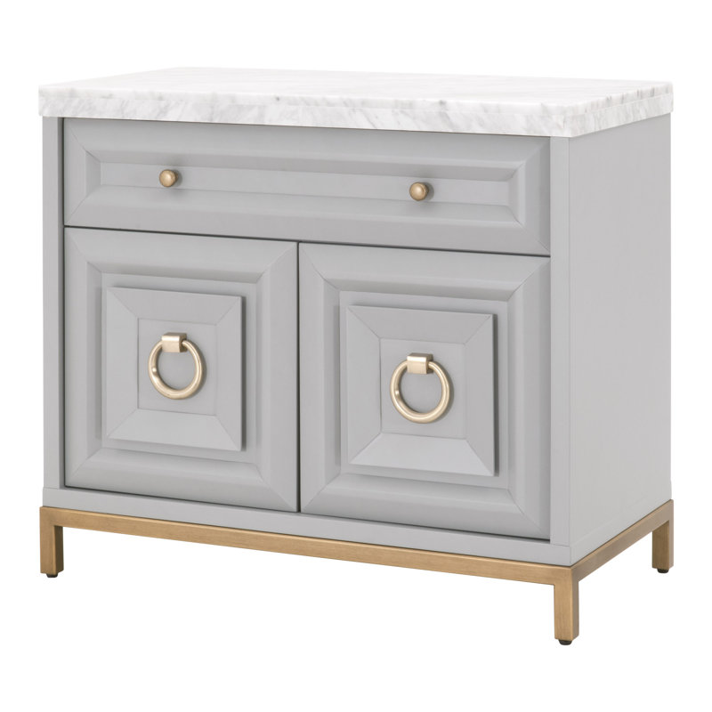 Fitz 1 Drawer 36.75" W Solid Wood Combo Dresser, Dove Gray