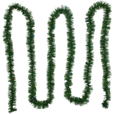 216'' in. Lighted Faux Pine Garland