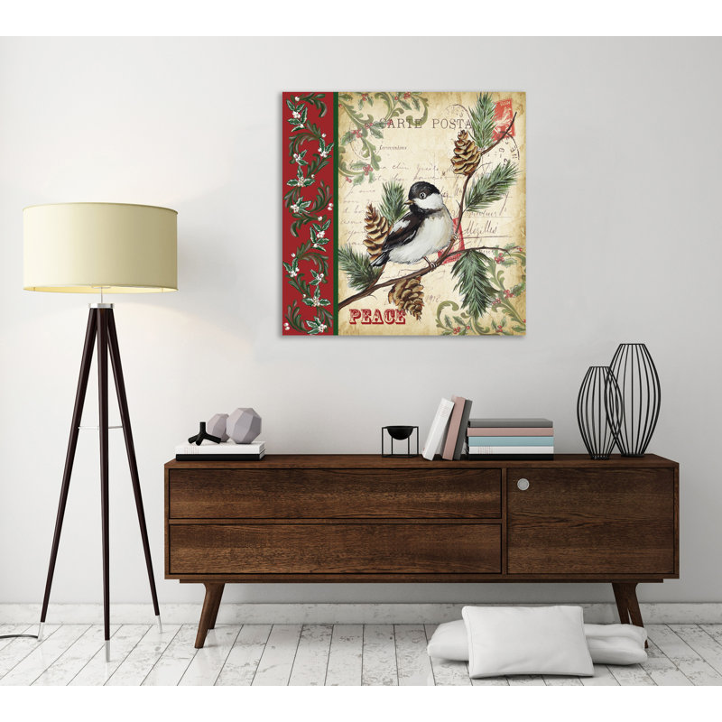 Christmas Birds: Chickadee - No Frame Painting on Canvas, 31 cm H x 31 cm W